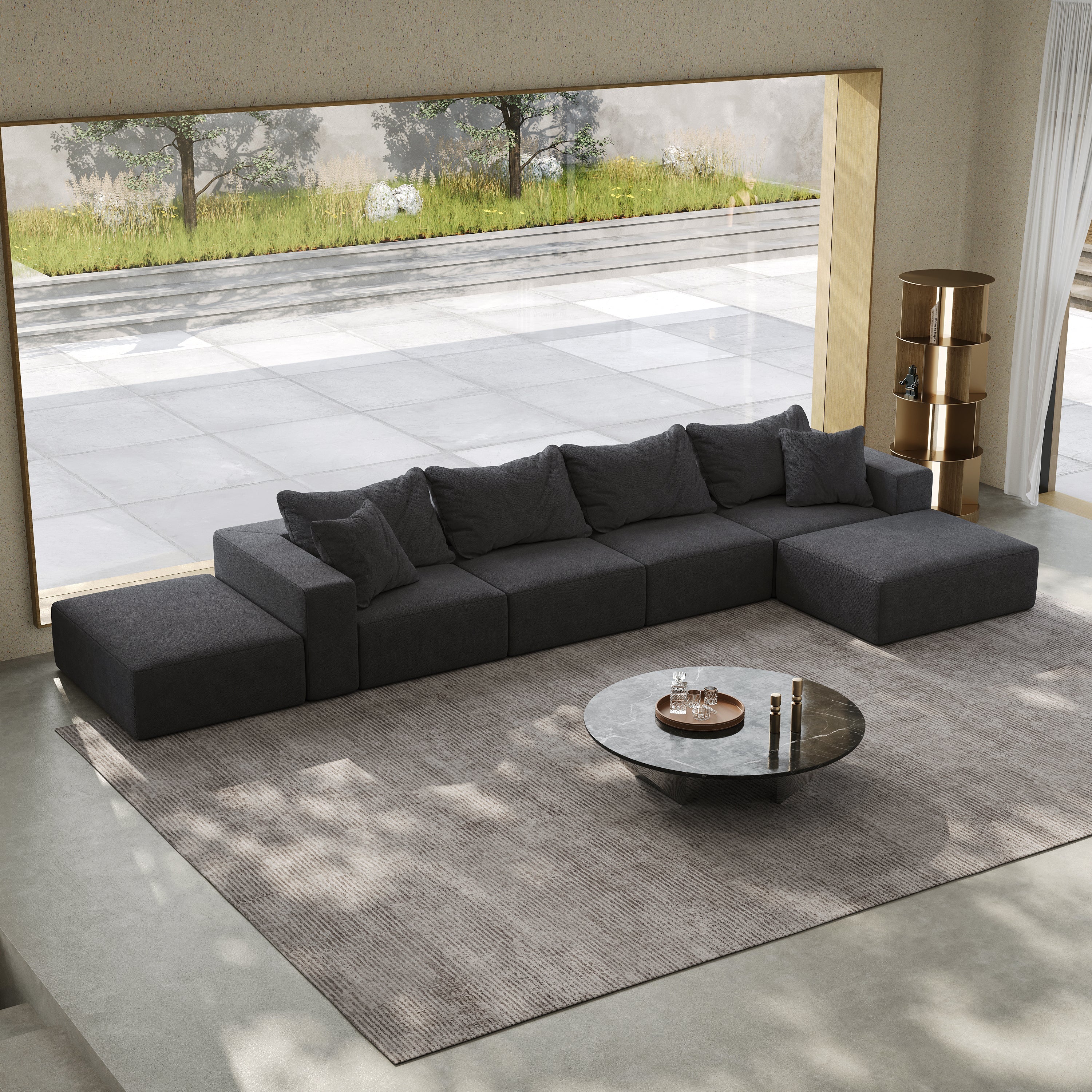 Oversized sponge cloud sofa,Modern Upholstered Sectional Sofa Couch Set,Modular 162' L Shaped Sectional Living Room Sofa Set With 6 Pillows,Free Combination Sofa Couch for Living Room,Bedroom