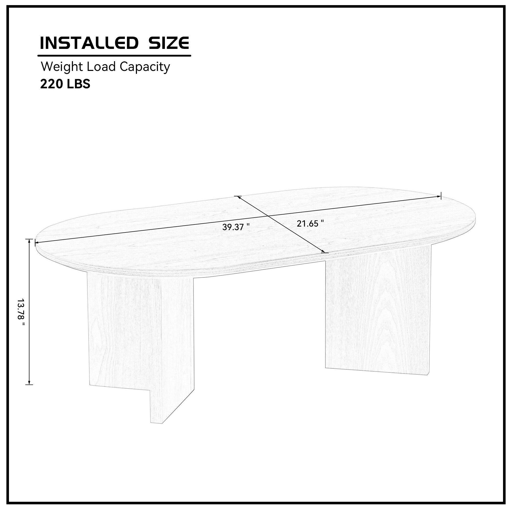 Length 39.37 Inch Modern Coffee Table,MDF Oval Coffee Table for Living Room,Small Coffee Table with Sturdy Pedestal for Apartment,Bedroom,Walnut