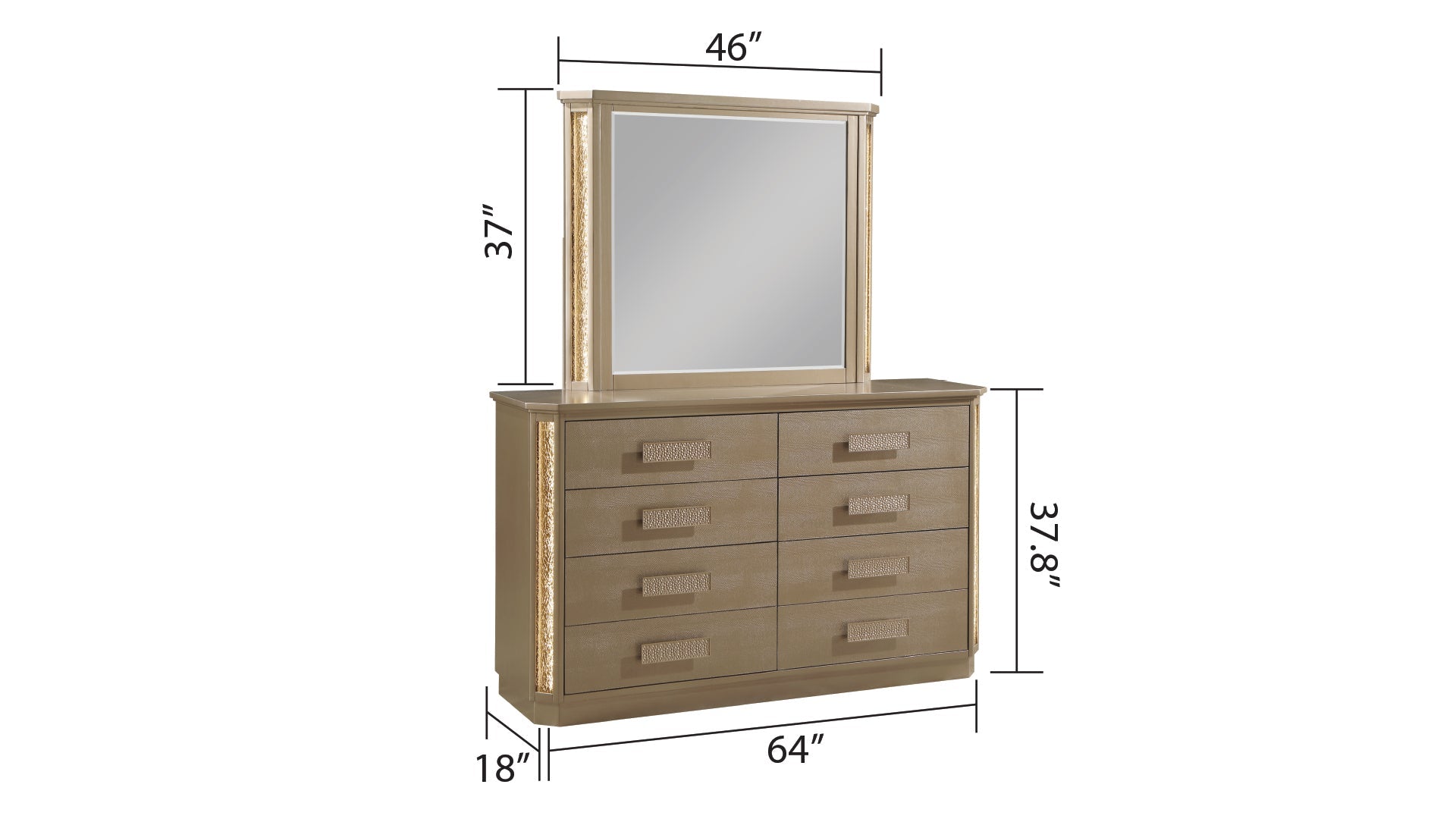Medusa Queen 5PC Bedroom set Made with Wood in Gold (NJ Inventory)