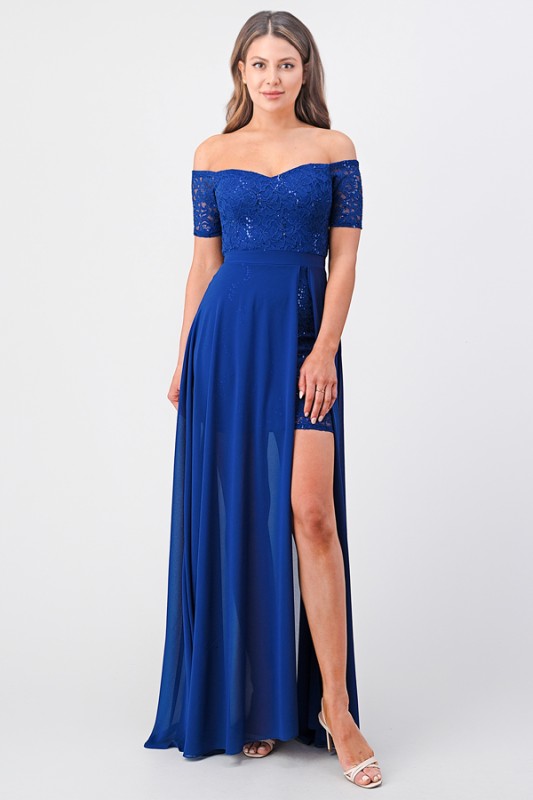 Off the shoulder sequin lace dress