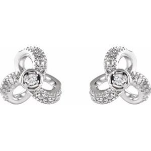 14K White Gold 1/6 CTW Natural Diamond Knot Earrings