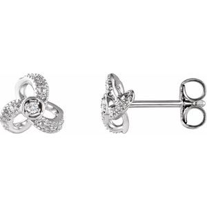 14K White Gold 1/6 CTW Natural Diamond Knot Earrings
