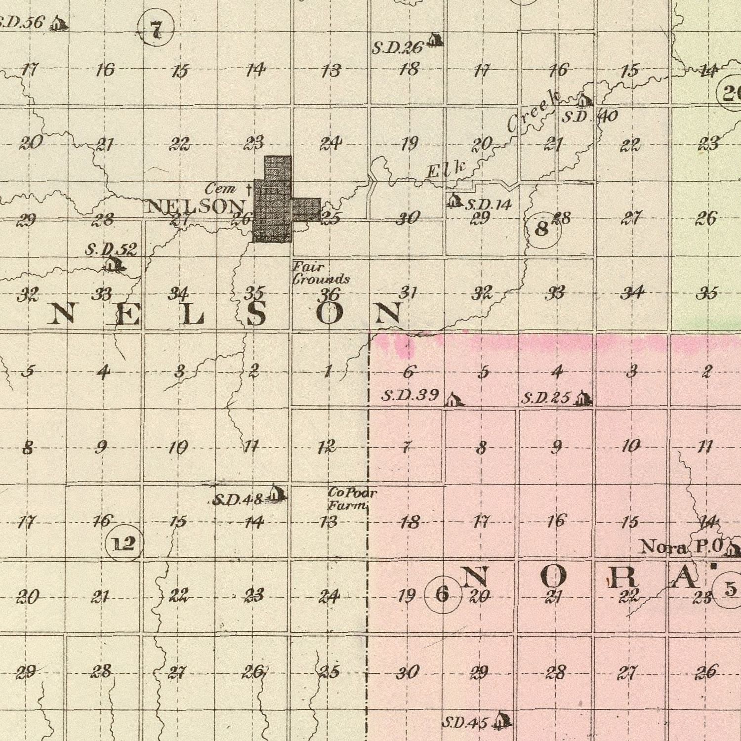 Vintage Map of Nuckolls County, Nebraska 1885