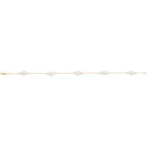 14K Yellow Gold Cultured White Freshwater Pearl 7 1/2" Bracelet – image 2