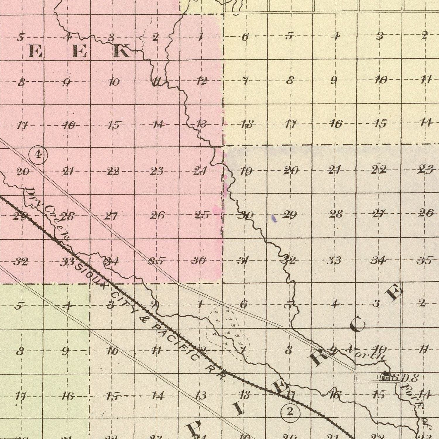 Vintage Map of Pierce County, Nebraska 1885
