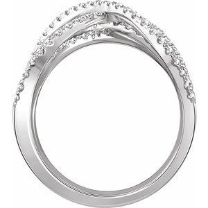 14K White Gold 9/10 CTW Natural Diamond Criss-Cross Ring