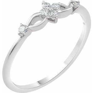 14K White Gold 1/10 CTW Natural Diamond Promise Ring