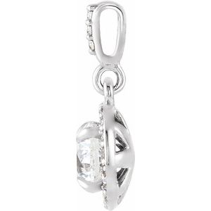 14K White Gold 9/10 CTW Lab-Grown Diamond Halo-Style Pendant