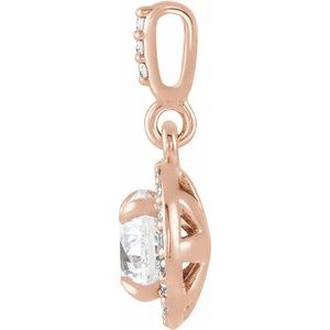 14K Rose Gold 9/10 CTW Lab-Grown Diamond Halo-Style Pendant