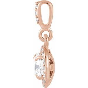 14K Rose Gold 3/8 CTW Lab-Grown Diamond Halo-Style Pendant