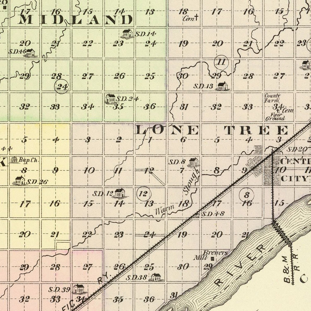 Vintage Map of Merrick County, Nebraska 1885