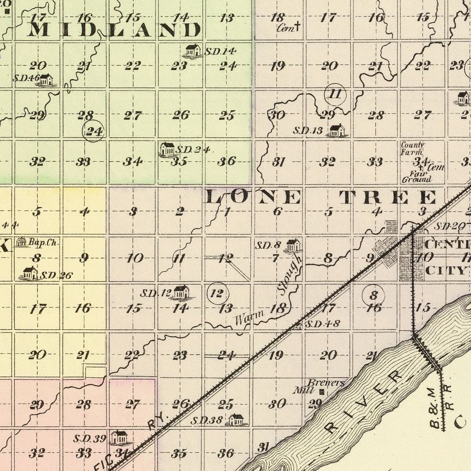Vintage Map of Merrick County, Nebraska 1885