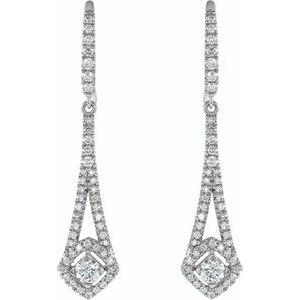 14K White Gold 3/4 CTW Natural Diamond Chandelier Earrings – image 2