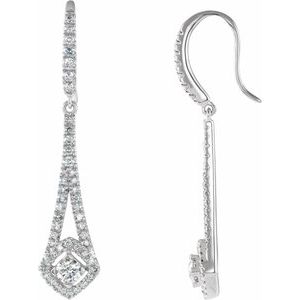 14K White Gold 3/4 CTW Natural Diamond Chandelier Earrings