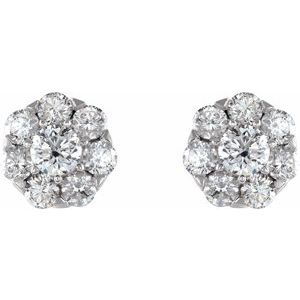 14K White Gold 2 CTW Natural Diamond Cluster Earrings – image 2