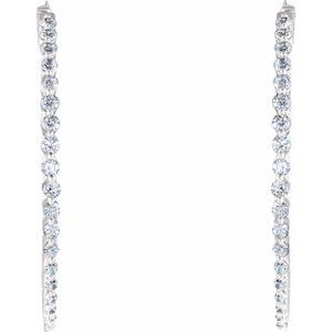 Sterling Silver Imitation White Cubic Zirconia Inside-Outside 42 mm Hoop Earrings – image 2