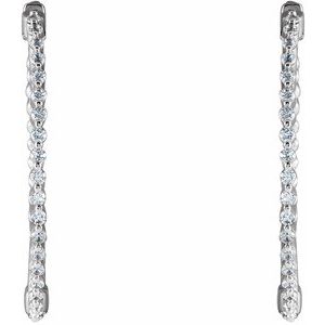 Sterling Silver Imitation White Cubic Zirconia Inside-Outside 32 mm Hoop Earrings – image 2