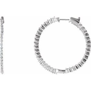 Sterling Silver Imitation White Cubic Zirconia Inside-Outside 38 mm Hoop Earrings