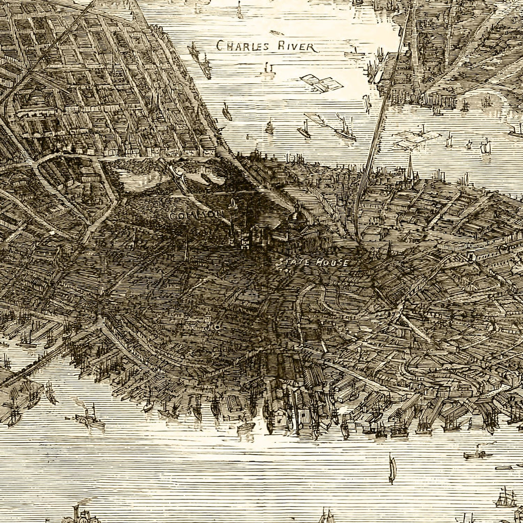 Vintage Map of Boston, Massachusetts 1870