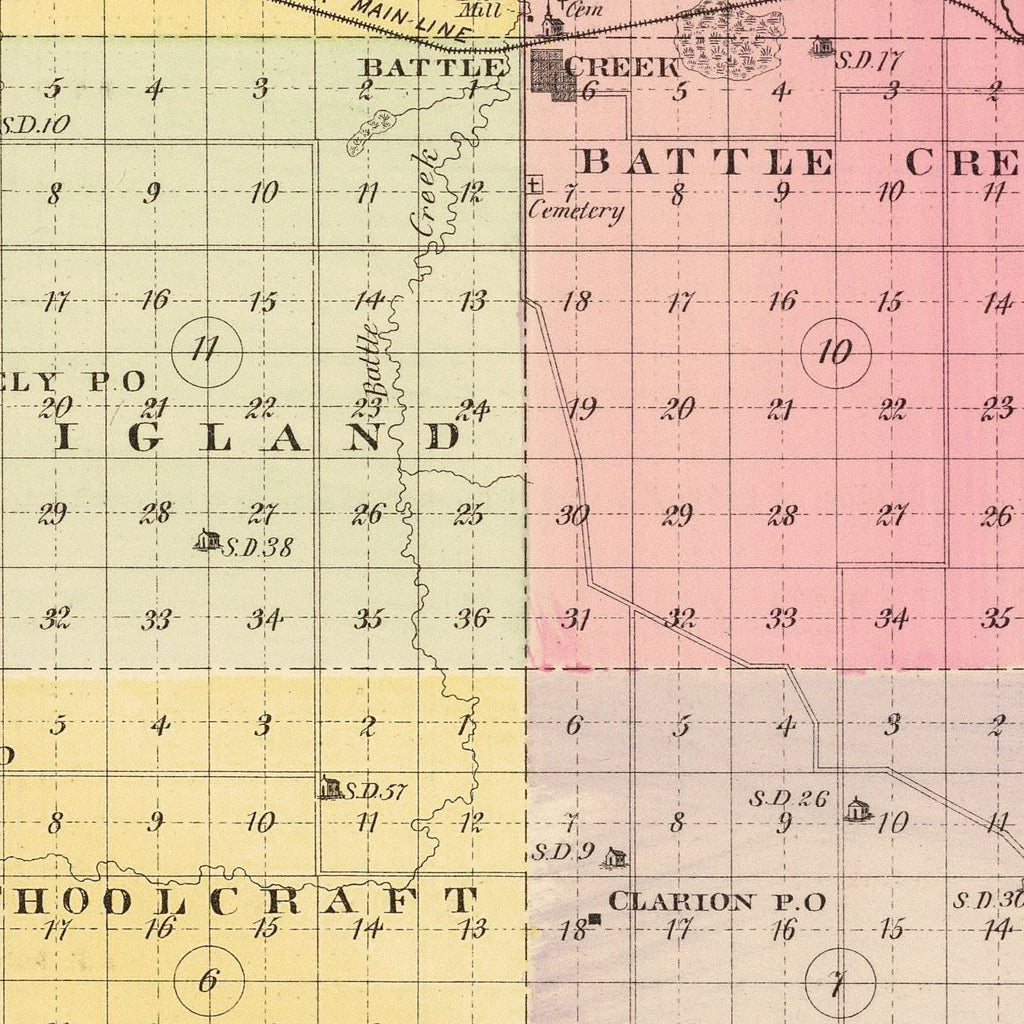 Vintage Map of Madison County, Nebraska 1885