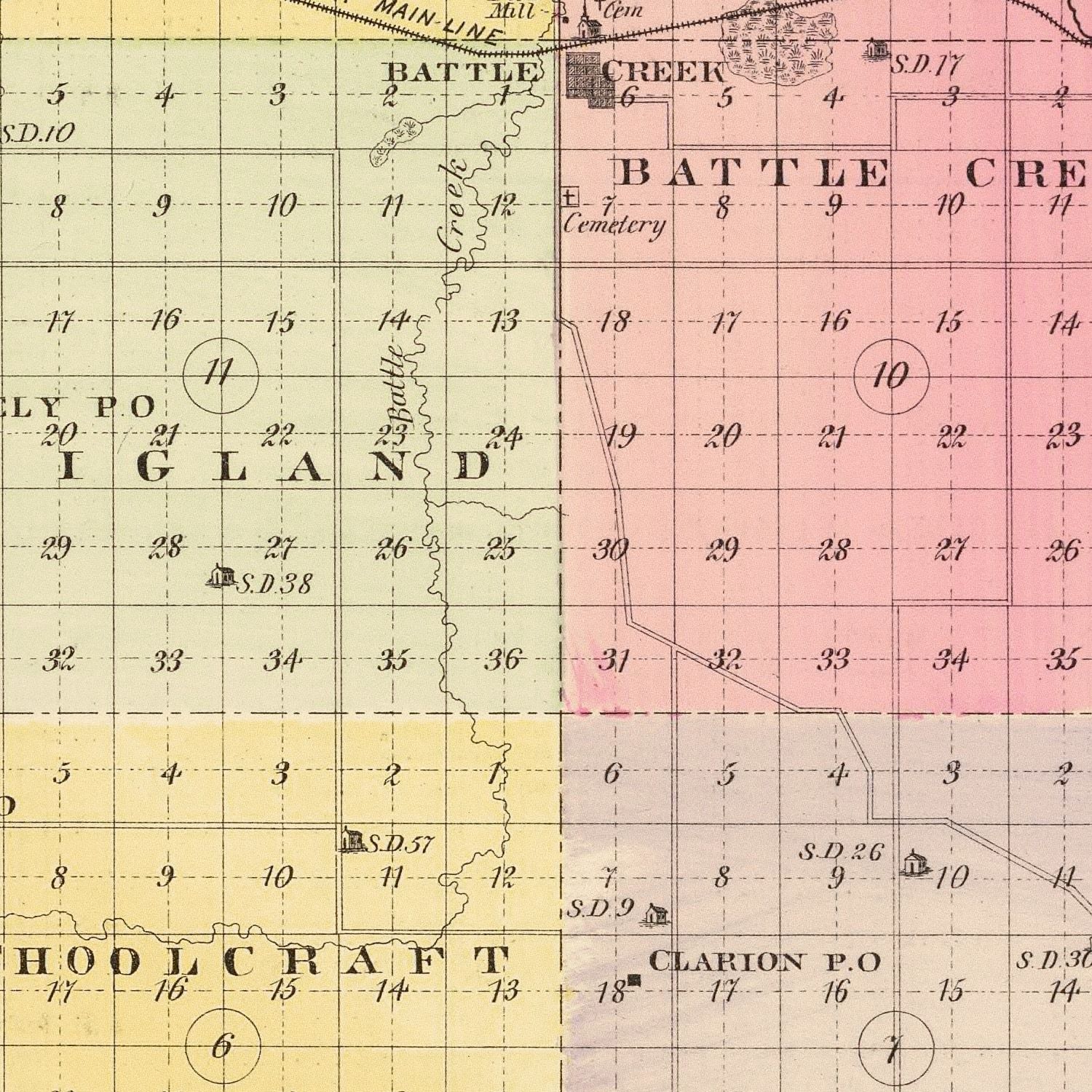 Vintage Map of Madison County, Nebraska 1885