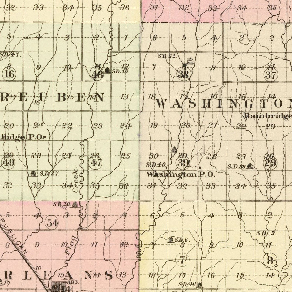Vintage Map of Harlan County, Nebraska 1885