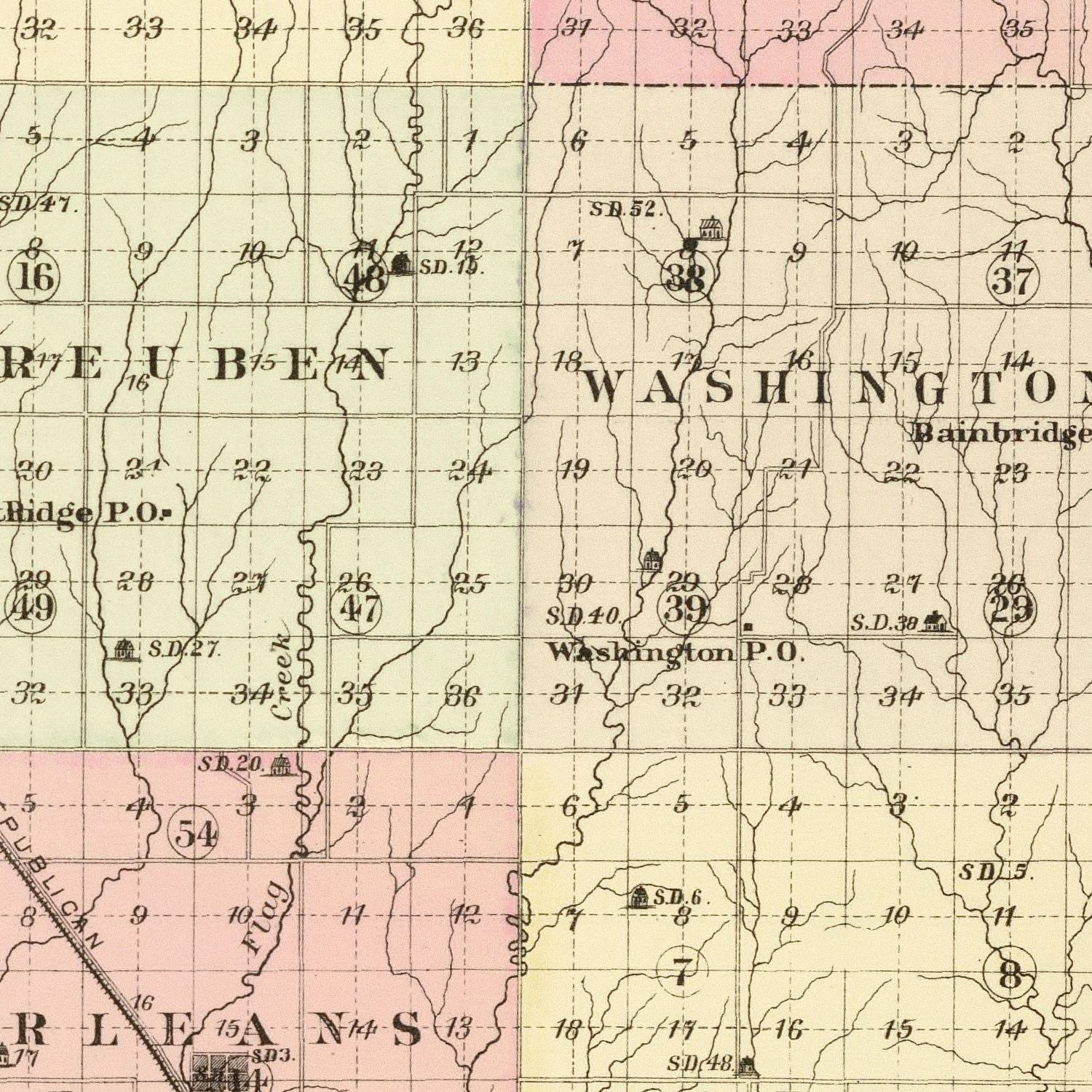 Vintage Map of Harlan County, Nebraska 1885