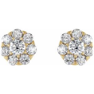 14K Yellow Gold 2 CTW Natural Diamond Cluster Earrings – image 2