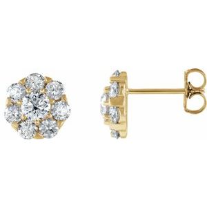 14K Yellow Gold 5/8 CTW Natural Diamond Cluster Earrings