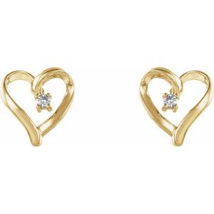 14K Yellow Gold .03 CTW Natural Diamond Heart Earrings – image 2
