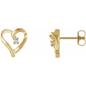 14K Yellow Gold .03 CTW Natural Diamond Heart Earrings