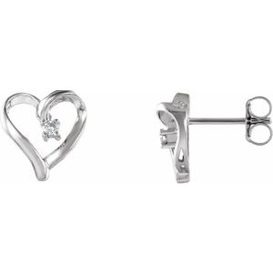 14K Yellow Gold .03 CTW Natural Diamond Heart Earrings – image 3