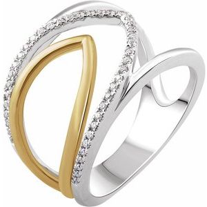14K White/Yellow Gold 1/6 CTW Natural Diamond Negative Space Ring