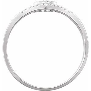 14K White Gold 1/10 CTW Natural Diamond V Ring