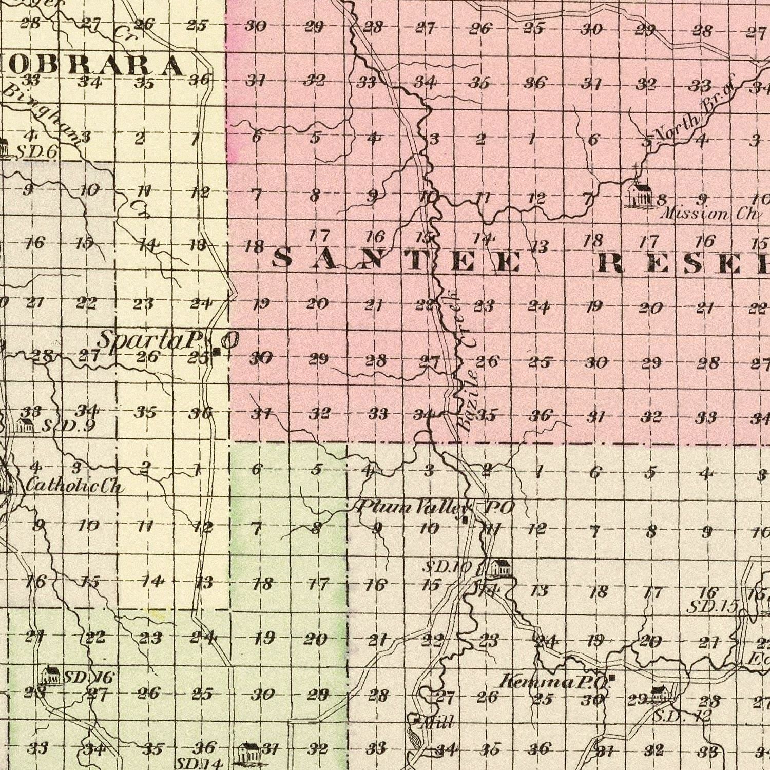 Vintage Map of Knox County, Nebraska 1885