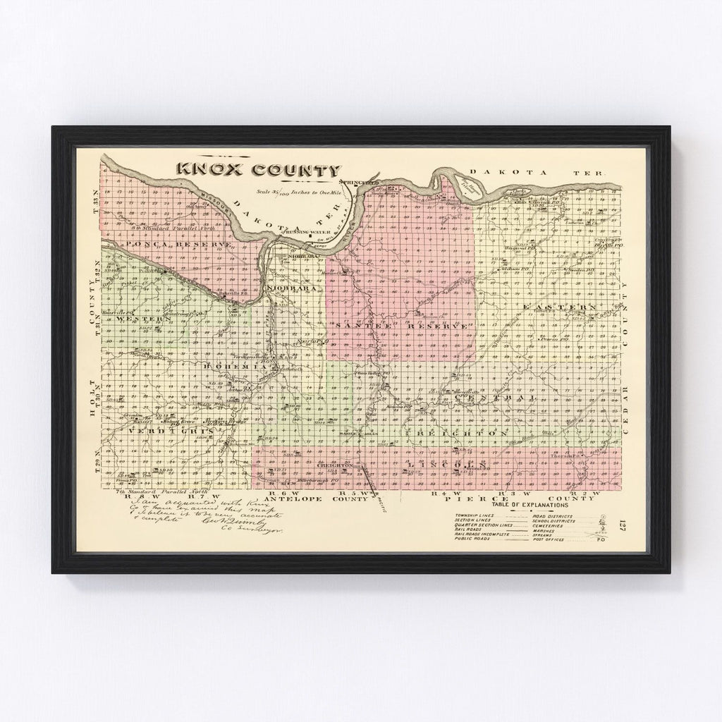 Vintage Map of Knox County, Nebraska 1885