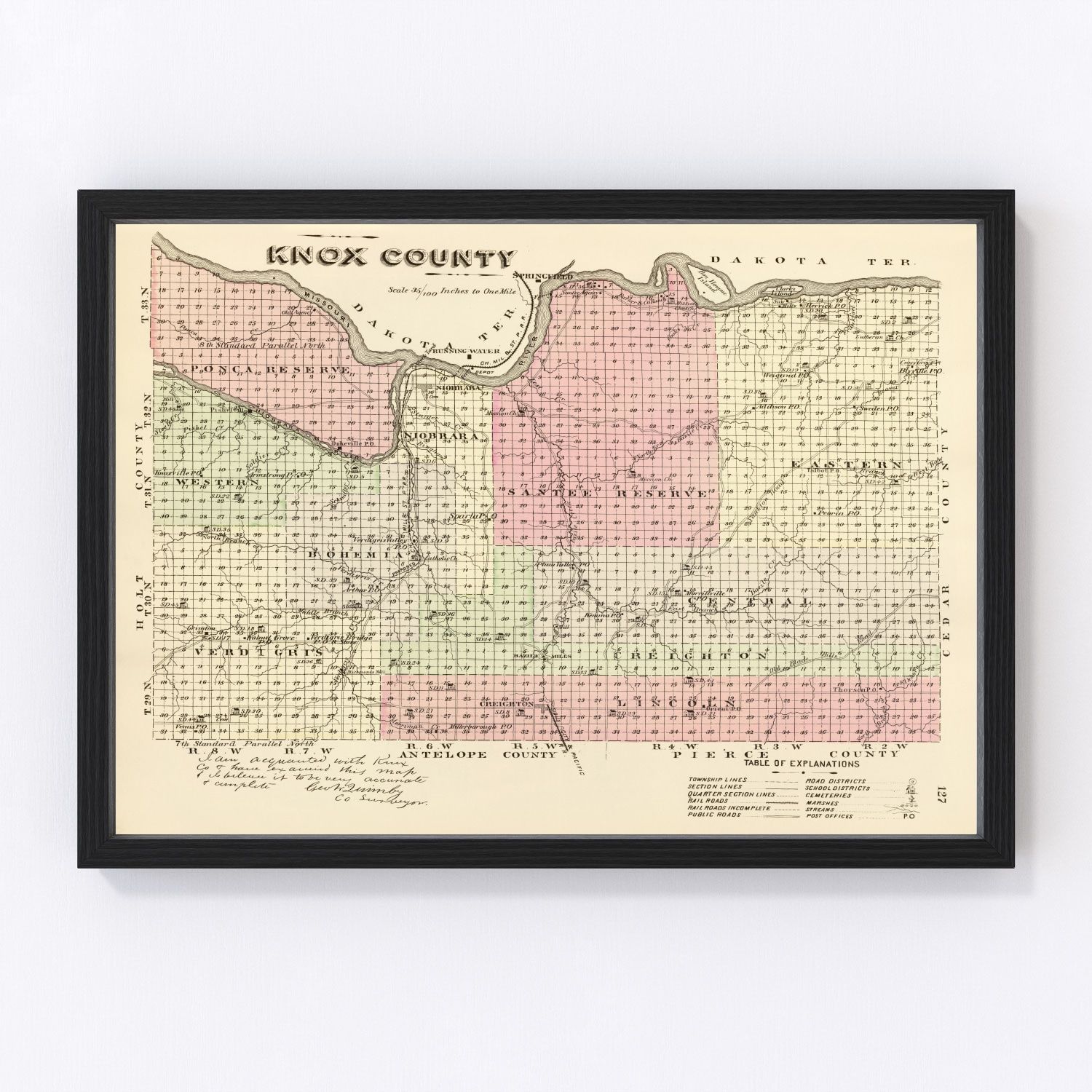 Vintage Map of Knox County, Nebraska 1885