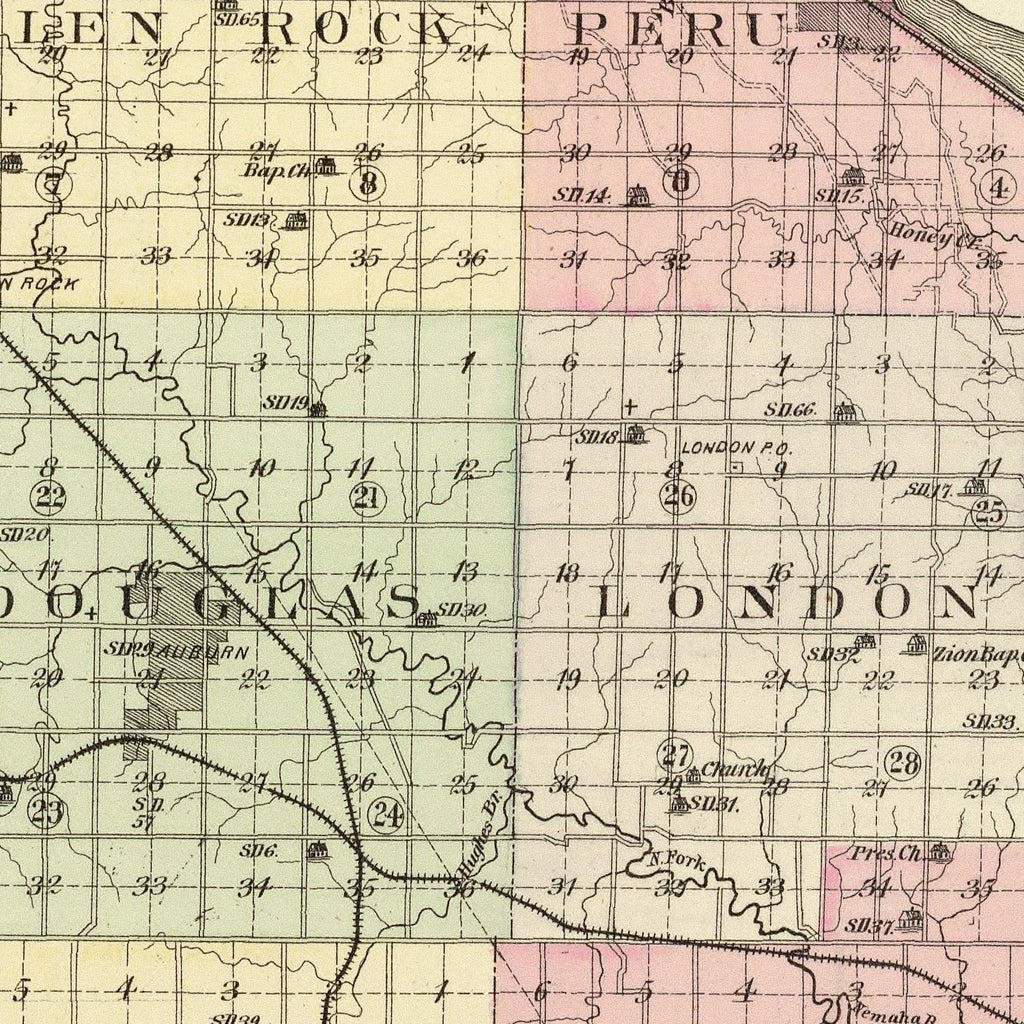 Vintage Map of Nemaha County, Nebraska 1885