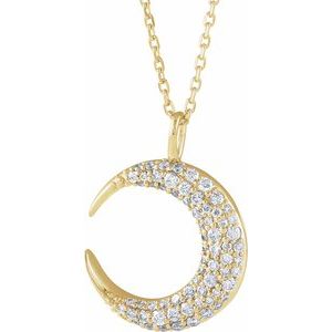 14K Yellow Gold 1/3 CTW Natural Diamond Crescent Moon 16-18" Necklace