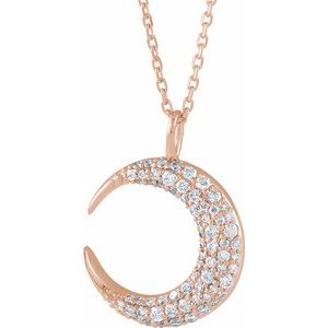 14K Rose Gold 1/3 CTW Natural Diamond Crescent Moon 16-18" Necklace