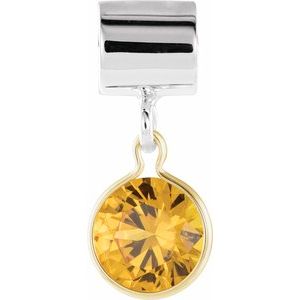 Sterling Silver & 14K Yellow Gold Kera® Imitation November Charm/Pendant
