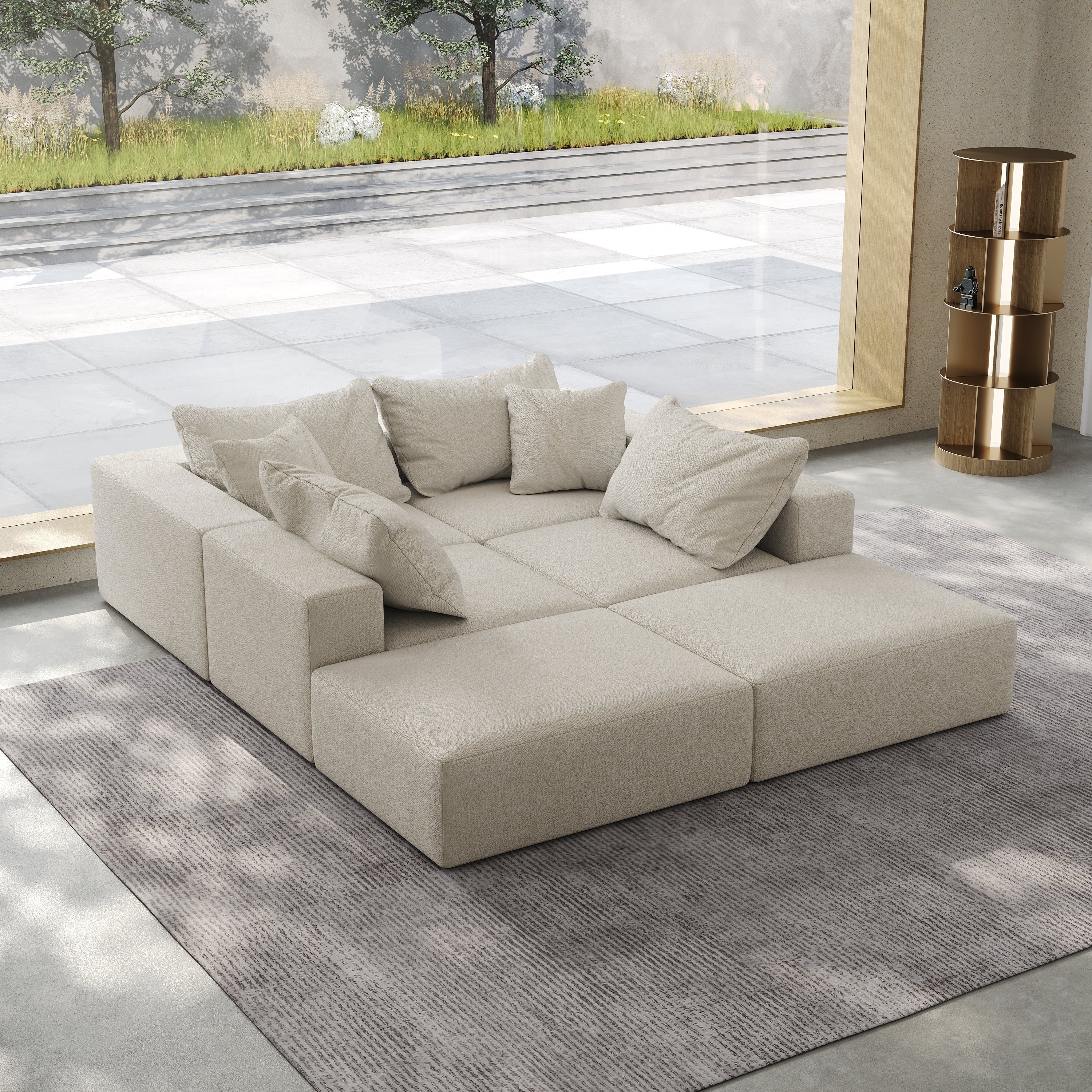 Oversized sponge cloud sofa,Modern Upholstered Sectional Sofa Couch Set,Modular 162' L Shaped Sectional Living Room Sofa Set With 6 Pillows,Free Combination Sofa Couch for Living Room,Bedroom