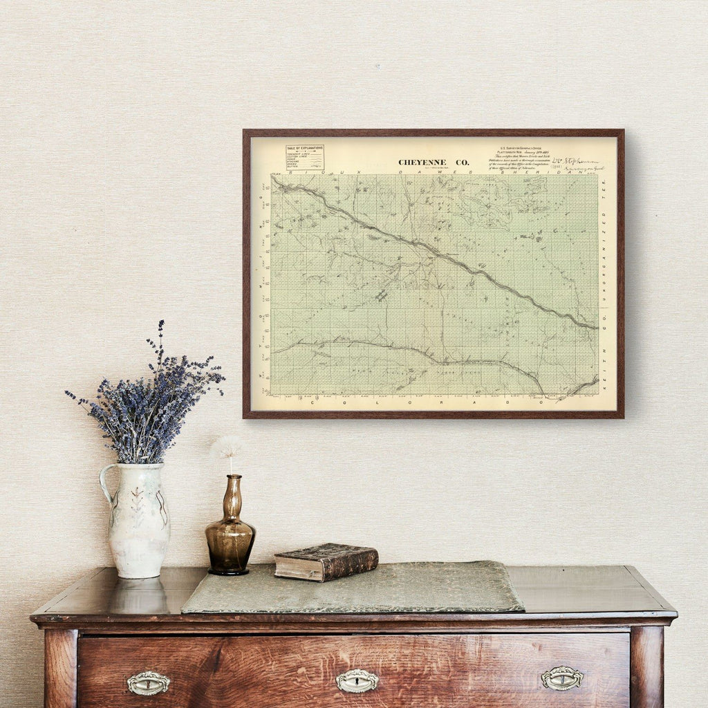 Vintage Map of Cheyenne County, Nebraska 1885