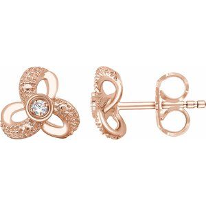 14K Rose Gold 1/6 CTW Natural Diamond Knot Earrings