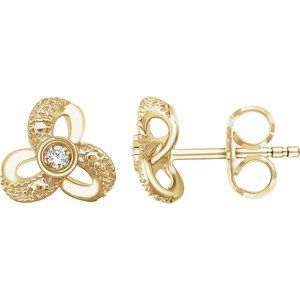 14K Yellow Gold 1/6 CTW Natural Diamond Knot Earrings