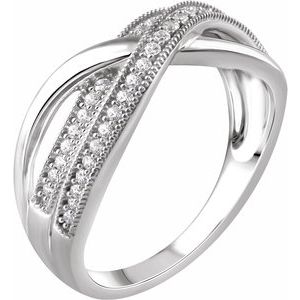 14K White Gold 1/4 CTW Natural Diamond Criss-Cross Ring