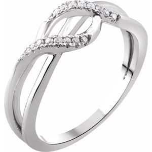 14K White Gold 1/10 CTW Natural Diamond Criss-Cross Ring