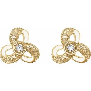 14K Yellow Gold 1/6 CTW Natural Diamond Knot Earrings – image 2