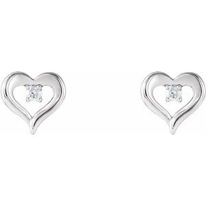 14K White Gold 1/10 CTW Natural Diamond Heart Earrings