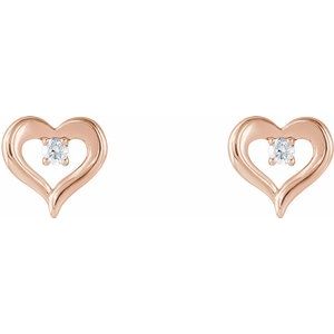 14K Rose Gold 1/10 CTW Natural Diamond Heart Earrings